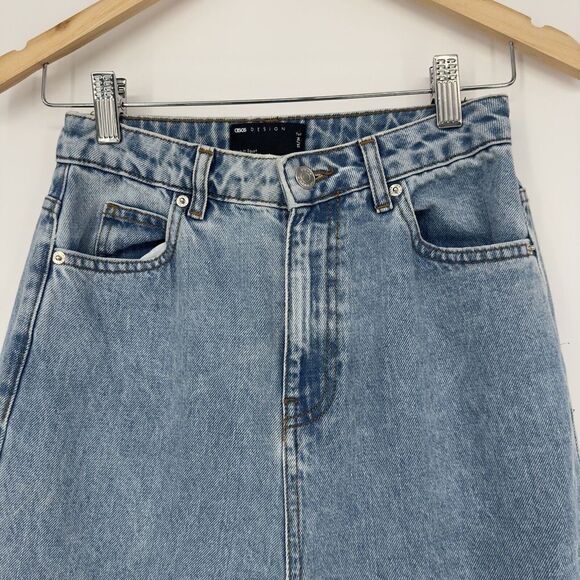 Asos Design Denim Women's Sz 25 x 36 High Waisted Light‎ Wash Straight Leg Jeans - Picture 6 of 9